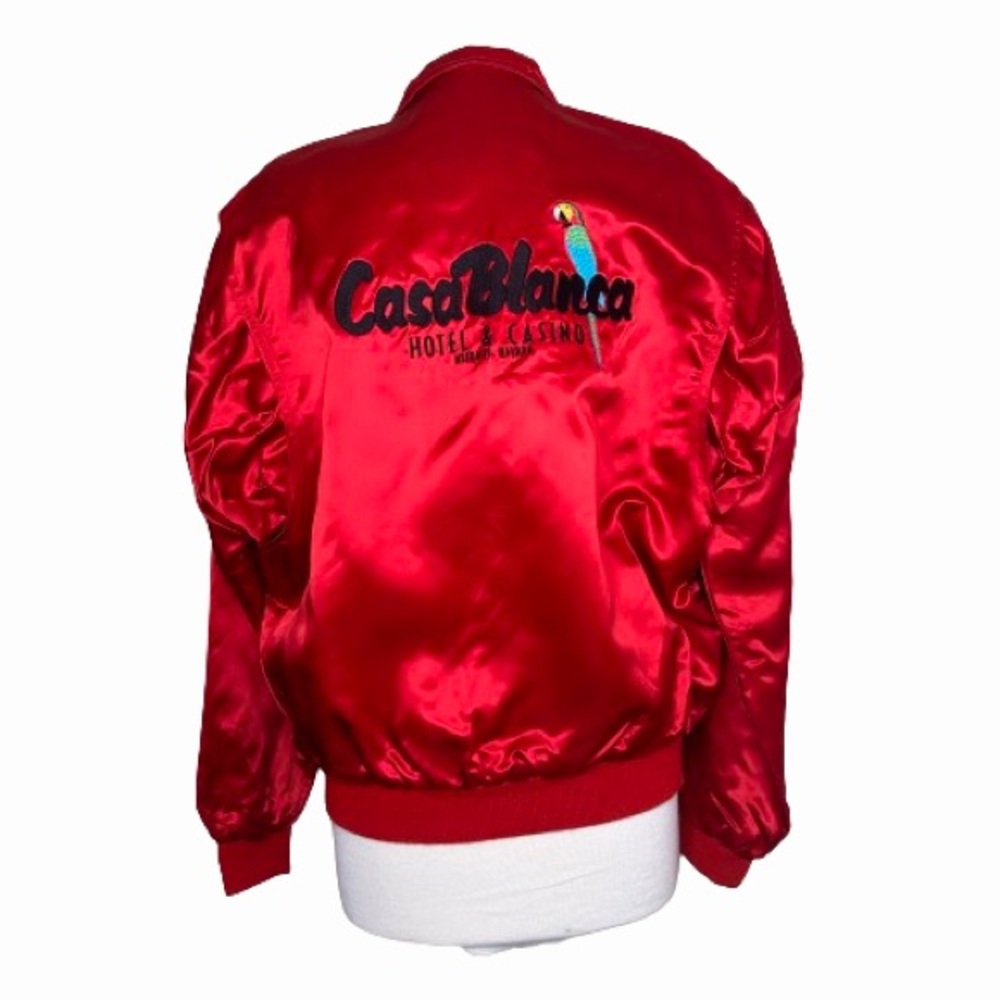 Vintage Las Vegas SATIN BOMBER BUTTON UP JACKET - Picture 1 of 8